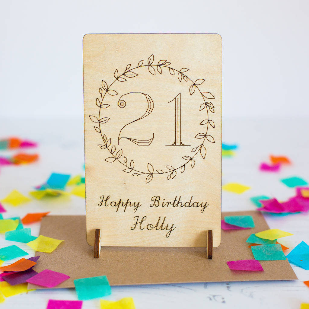 Personalised 21st Birthday Wooden Keepsake Card By Jayne Tapp Design 