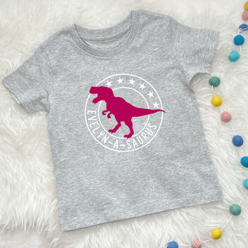 Personalised Dinosaur Kids T Shirt, 7 of 9