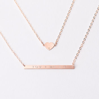 Personalised Heart And Skinny Bar Layering Necklace Set, 3 of 5