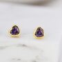 Tiny Amethyst Purple Cz Heart Stud Earrings, thumbnail 6 of 12