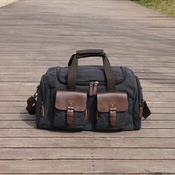 Canvas Holdall Duffel With Front Pockets, 3 of 11