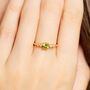 Peridot Five Stone Ring In Sterling Silver And 18 Gold Vermeil, thumbnail 2 of 12