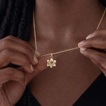 Personalised Gold Plated Sterling Silver Daffodil Pendant Necklace, 3 of 9
