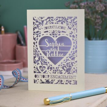 On Your Engagement Personalised Paper Cut Card, 6 of 7