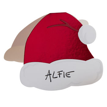 Santa Hat Shaped Christmas Names Place Cards, 2 of 3