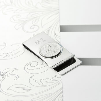 Personalised Silver Plated Lucky Sixpence Money Clip, 2 of 8