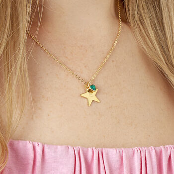 Personalised Star And Birthstone Milestone Birthday Necklace, 3 of 11