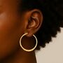 Battered Small Gold Plated Silver Hoop Earrings, thumbnail 3 of 8