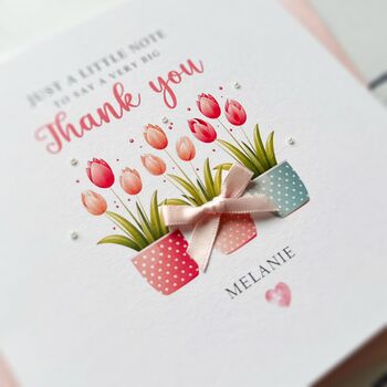 Handmade Potted Tulip Thank You Card, 2 of 7