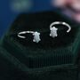 Sterling Silver Minimalist Opal Marquise Huggie Hoop Threader Earrings, thumbnail 4 of 11