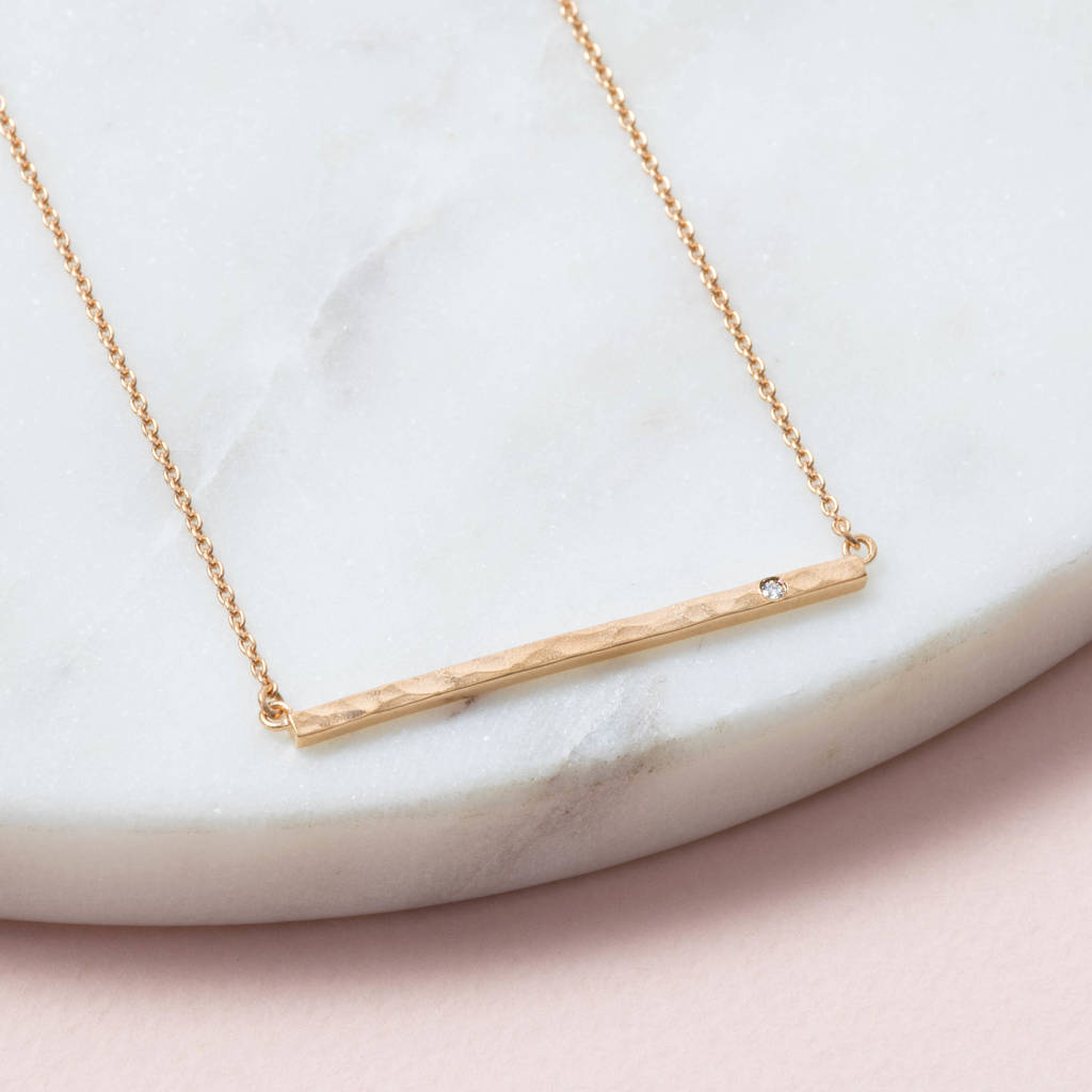 18 ct gold vermeil diamond bar necklace by sharon mills london