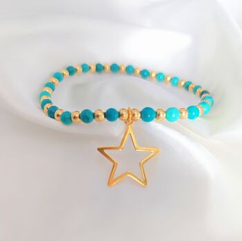 Star Charm Turquoise And Gold Vermeil Beaded Bracelet, 8 of 8