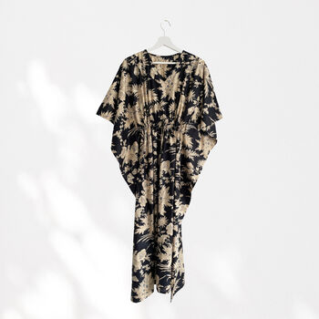 Black Long 100% Cotton Kaftan, 3 of 7