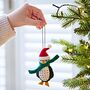 Felt Penguin In Santa Hat Christmas Decoration, thumbnail 2 of 3