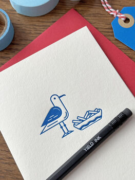 'Chippy Tea Seagull' Letterpress Card, 2 of 3