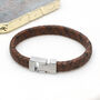 Mens Leather Modern Clasp Bracelet, thumbnail 2 of 4