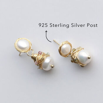 Handmade Tourmaline Freshwater Pearl Earrings In A Box, 2 of 6