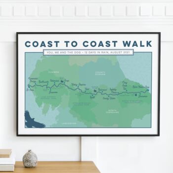 Personalised Wainwright's Coast To Coast Walk Map Print, 4 of 10