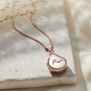 Script Name Small Droplet Locket Necklace, 4 of 9