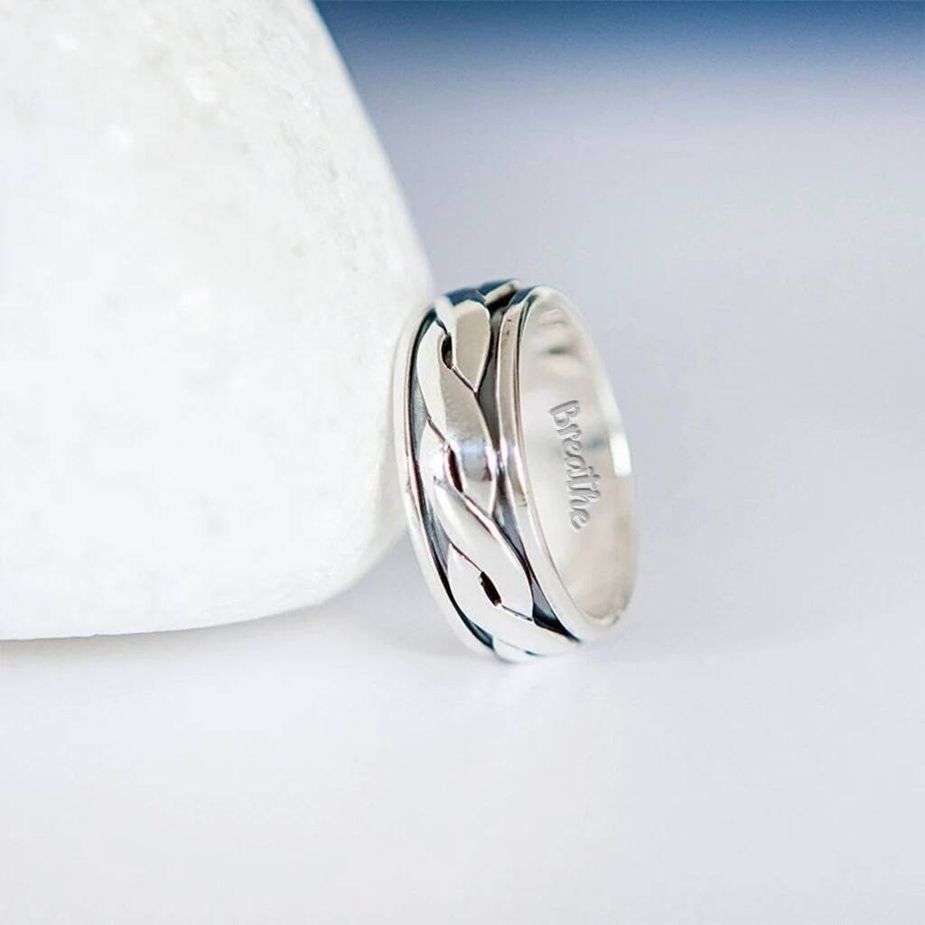 Personalised Sterling Silver Infinity Spinner Ring, 1 of 6