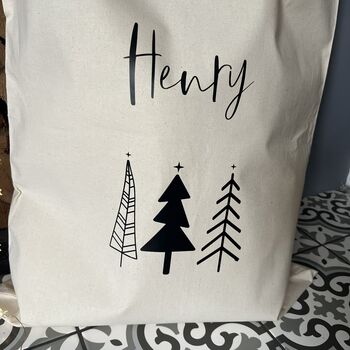 Personalised Scandi Style Trees Christmas Sack, 2 of 3