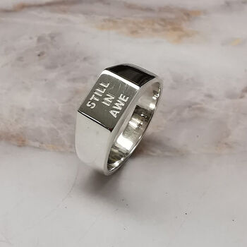 Custom Engraved Square Silver Signet Ring, 7 of 12
