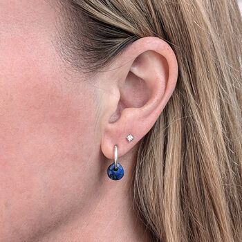 Lapis Lazuli Teardrop September Birthstone Earrings, Silver, 2 of 5