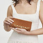 Tan Floral Embroidered Purse Large, thumbnail 1 of 7