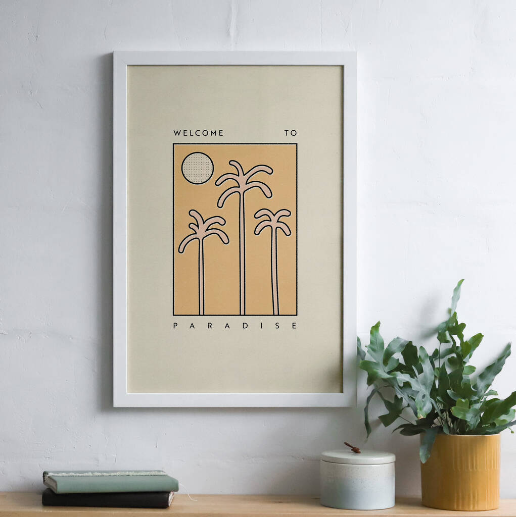 &lsquo;Welcome To Paradise&rsquo; Graphic Print By The Drifting Bear Co
