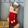 Personalised Red Reindeer Christmas Stocking, thumbnail 1 of 4