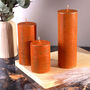 G Decor Fern Amberstone And Gold Hand Finished Pillar Candles, thumbnail 2 of 6