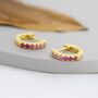 Sterling Silver Ruby Pink Ombre Cz Huggie Hoops, thumbnail 7 of 11