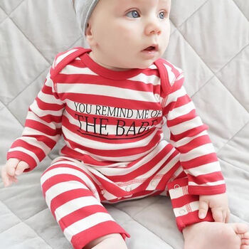 'You Remind Me Of The Babe' Stripy Romper, 3 of 5