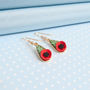 Hand Painted Poppy Dropper Earrings, thumbnail 3 of 5