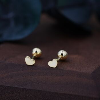 Sterling Silver Tiny Pair Of Heart Screw Back Earrings, 5 of 12