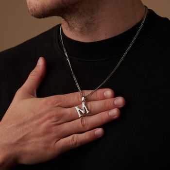 Silver Initial Pendant, Hammered Pendants, Letter Pendant, Pendant Chains, 7 of 10