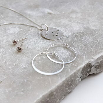 Sterling Silver Flat Edge Hoop Earrings, 2 of 5