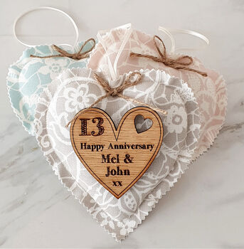 13th Wedding Anniversary Lace Print Heart, 4 of 4