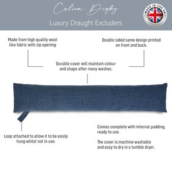 Luxury Wool Effect Door Draught Excluder Denim Blue, 6 of 6