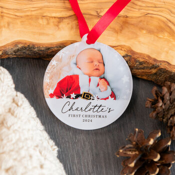 Personalised Baby's First Christmas Photo Bauble Gift, 4 of 5