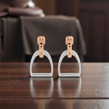 Personalised Sterling Silver And Rose Gold Stirrup Earrings, 6 of 9
