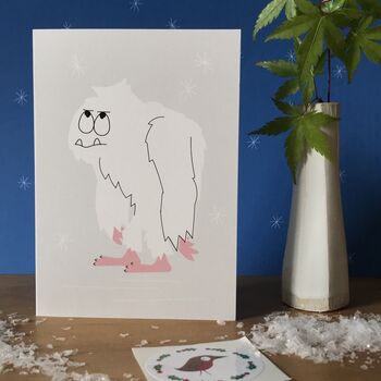Abominable Snowman Yeti Christmas Card Or Multipack, 3 of 4