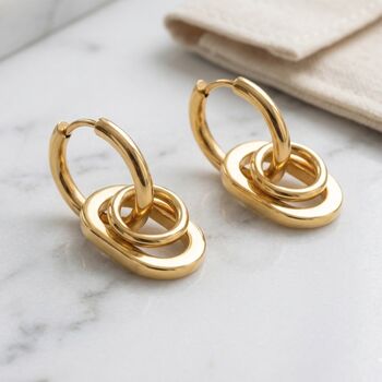 Oval Charm Hoop Earrings Gold, 9 of 10