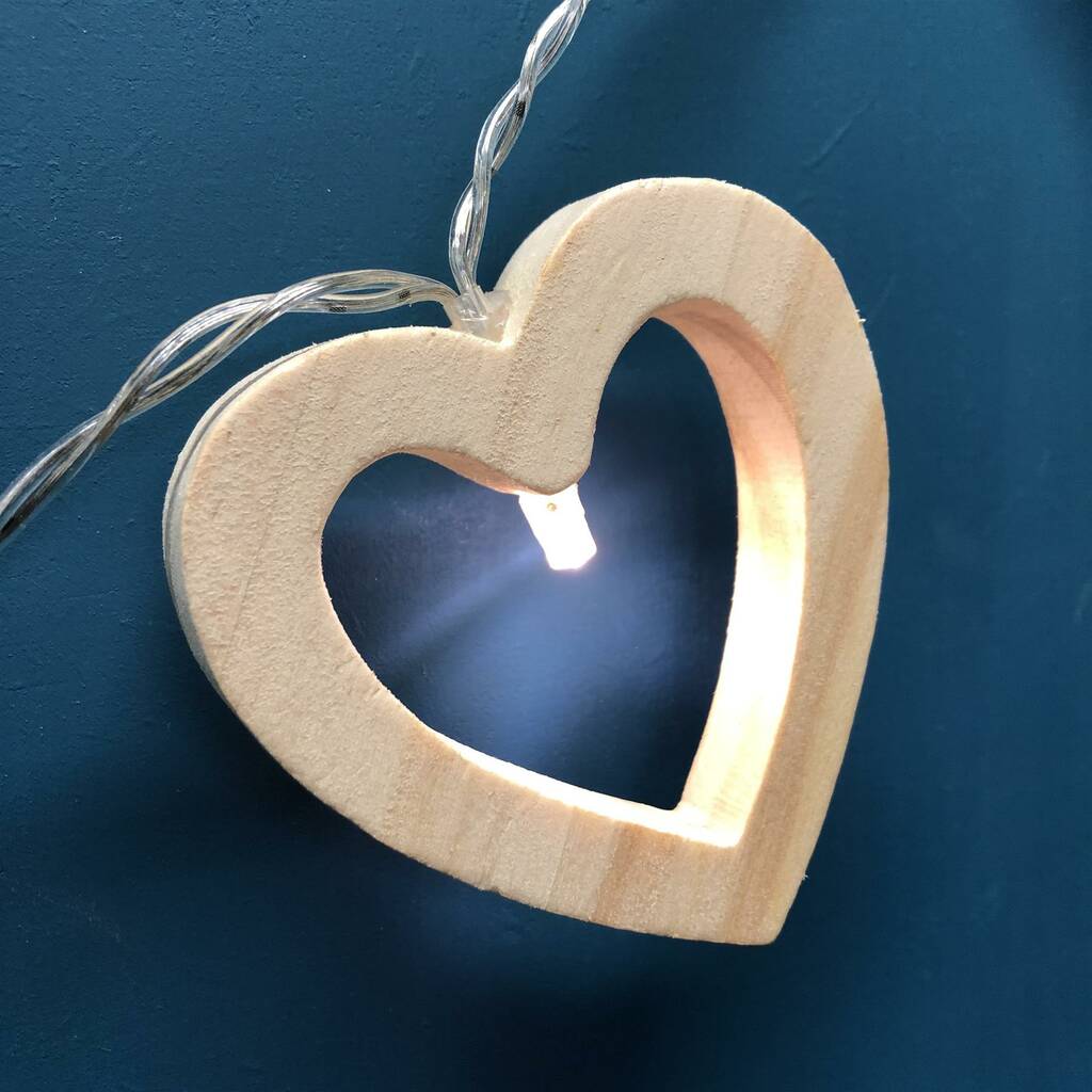 Wooden Heart String Lights By Garden Selections