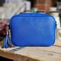 Single Zip Cross Body Bag With Tassel In Cobalt Blue, thumbnail 1 of 3