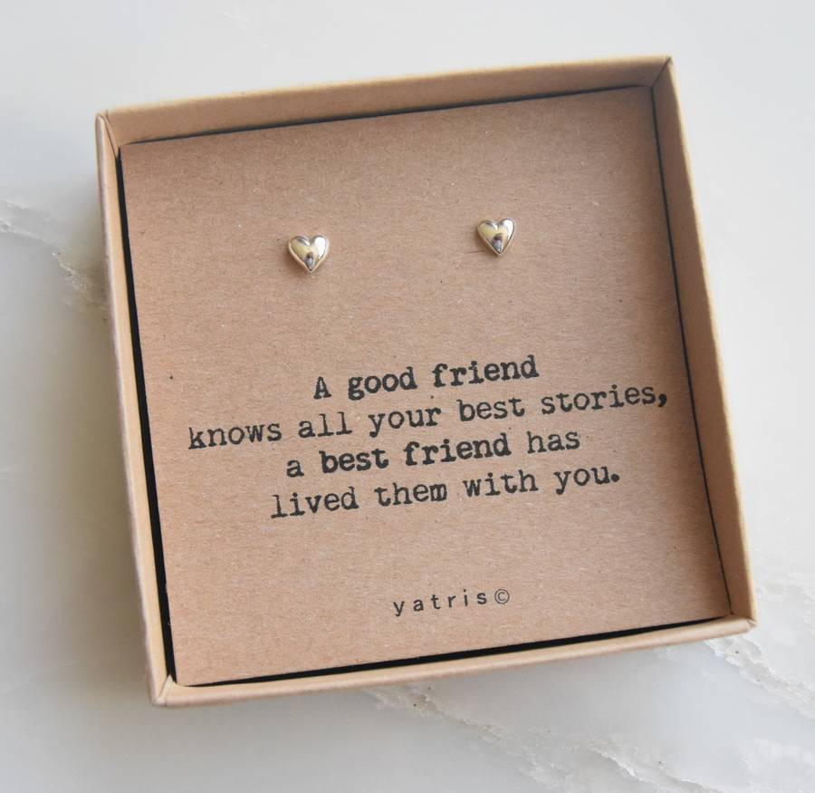 personalised 'a good friend' heart earrings by yatris ...