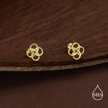 Sterling Silver Celtic Knot 18g Screw Back Stud Earrings UK, 4 of 11