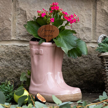 Personalised Pink Welly Boots Garden Planter, 3 of 8