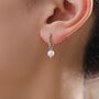 Sterling Silver Genuine Freshwater Pearl With Skinny Hoop Earrings, thumbnail 7 of 11
