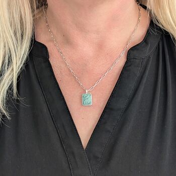 The Rectangle Amazonite Necklace, Silver, 2 of 9